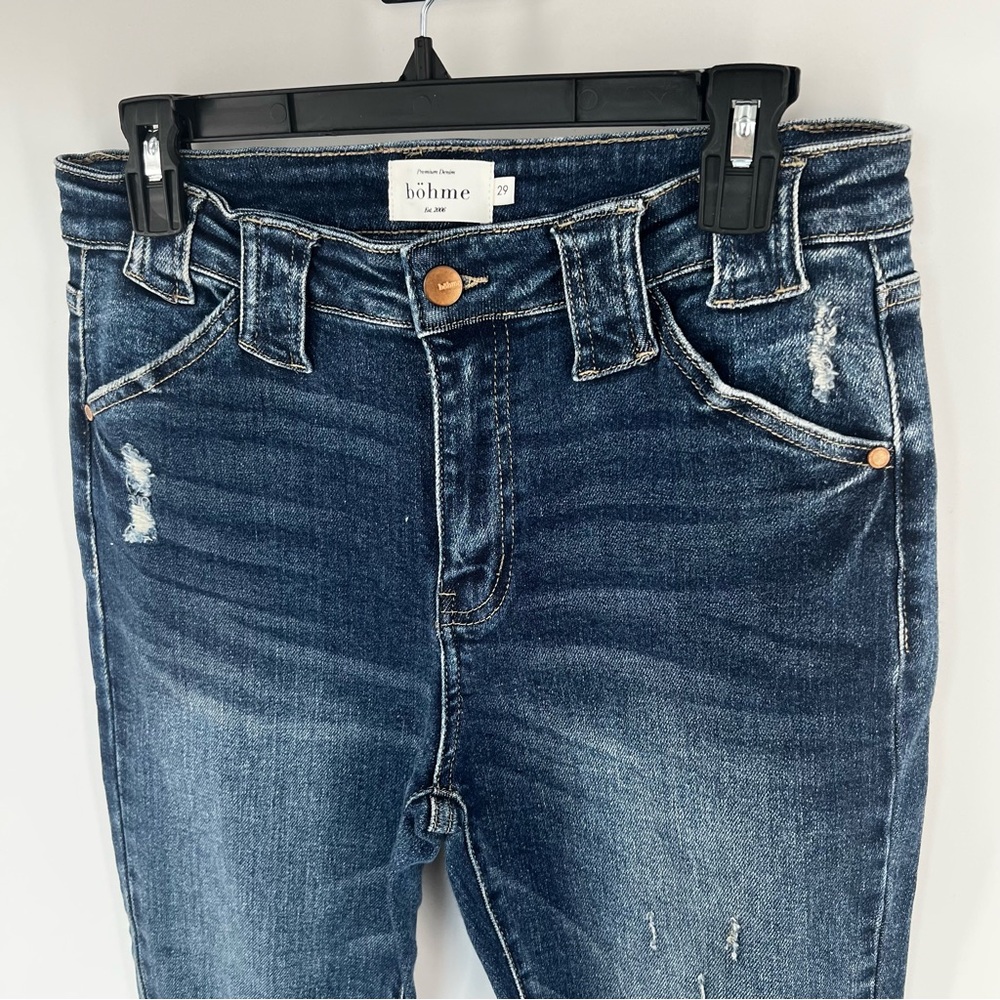bohme Indigo Distressed High-Rise Stretch Skinny Jeans - Size 29 - EUC - Picture 5 of 11